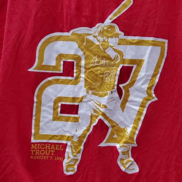 Los Angeles Angels Men T-Shirt XL Red Michael Trout #27 Graphic Print Tee - Picture 3 of 9